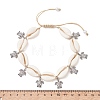 Adjustable Ocean Alloy Turtle Charms Natural Cowrie Shell Braided Bead Anklets for Womem AJEW-AN00784-3