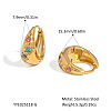 Stainless Steel Colorful Rhinestone Hoop Earrings GL4327-1-2