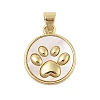 Dog Paw Print Rack Plating Brass with Natural Shells Pendants KK-Z074-25G-1