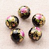 Flower Picture Printed Glass Round Beads GLAA-J087-12mm-A09-1