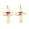 Brass Glass Pendants KK-P353-12G-4
