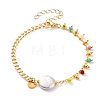 Natural Baroque Pearl Keshi Pearl Link Bracelets BJEW-JB05803-2