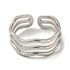 Non-Tarnish 304 Stainless Steel Triple Lines Open Cuff Ring RJEW-C067-07P-2