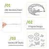 9Pcs 9 Styles 201 Stainless Steel Laser Cut Connector Charms STAS-TA0005-85-5