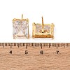 Brass Pave Clear Cubic Zirconia Stud Earrings for Women EJEW-F418-22G-5