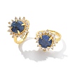 Sunflower Natural Lapis Lazuli Finger Rings RJEW-B113-03G-02-4