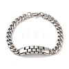 Ion Plating(IP) 304 Stainless Steel Curved Rectangle Link Chain Bracelets for Men BJEW-B096-47B-AS-1