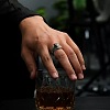 Wing Brass Rhinestone Cuff Open Rings for Men WGA5BDA-01-4