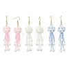 Glass Seed with Glass Pearl Tassel Dangle Earrings EJEW-MZ00727-2