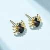Brass Micro Pave Cubic Zirconia Stud Earrings LS-EJEW-Z156-02G-01-1