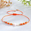 Adjustable Glass & Brass Beads Braided Bead Bracelets KF3798-2-1