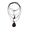 Resin Geometric Teardrop Pendant Adjustable PU Leather Cord Multi Layered Necklaces for Women WG071BF-01-1