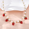 Brass Micro Pave Clear Cubic Zirconia Beaded Necklaces NJEW-Z059-04G-03-5