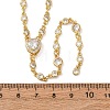 Brass Pave Cubic Zirconia Heart Pendant Y Tassel Necklaces for Women NJEW-A071-01G-08-5