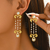 Layered Tassel Brass Pave Cubic Zirconia Stud Earrings for Women MV3565-1