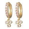Three-Clover Brass Micro Pave Cubic Zirconia Hoop Earrings EJEW-Z159-01G-02-4