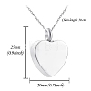 Tarnish Resistant Stainless Steel Heart Urn Ashes Pendant Necklace PW-WGA46B3-01-2