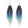 Glass Seed Beads Tassel Dangle Earrings QW8012-5