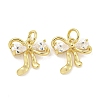 Brass with Clear Cubic Zirconia Charms with Jump Rings KK-Q820-09G-1