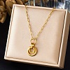 304 Stainless Steel Duo Ring Pendant Paperclip Chain Necklaces for Women WG87DD9-01-1