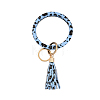 Leopard Print Pattern PU Imitaition Leather Bangle Keychains KEYC-PW0009-08G-1