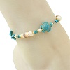 Adjustable Mixed Gemstone Beaded Braided Nylon Thread Anklets for Women Men AJEW-AN00844-3