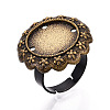 Adjustable Flower Alloy & Iron Bezel Cup Ring Base with Rotatable Tray MAK-T012-06B-1