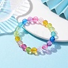 7.5mm Faceted Round Transparent Acrylic Beaded Stretch Bracelets BJEW-JB10249-02-4