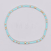 Bohemian Style Rainbow Glass & Brass Beaded Handmade Fashion Women's Bracelet QD2599-14-1