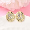 Brass Micro Pave Cubic Zirconia Stud Earrings EJEW-G471-13G-01-1