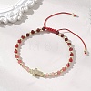 Dyed Natural Malaysia Jade Rondelle Beaded Braided Bead Bracelets BJEW-JB13395-6