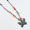 Adjustable Ethnic Porcelain Butterfly Pendant Necklaces for Women WG3DEB4-02-1