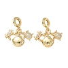 Ocean Brass Pave Clear Cubic Zirconia European Dangle Charms KK-H278-03G-09-1