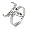 Non-Tarnish Cattle 304 Stainless Steel Adjustable Rings for Women RJEW-F163-02P-1