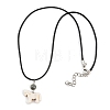 Dyed Synthetic Turquoise Horse Pendant Black Waxed Cord Necklaces NJEW-JN05430-03-4