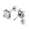 Square 316 Surgical Stainless Steel Pave Cubic Zirconia Ear False Plugs for Women Men EJEW-Z050-34B-01P-2