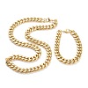 Ion Plating(IP) 304 Stainless Steel Cuban Link Chain Bracelets & Necklaces Jewelry Sets SJEW-B019-03D-G-1