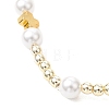Round & Cross Shell Pearl & Non-magnetic Synthetic Hematite Beads Stretch Bracelets for Women BJEW-JB13100-4