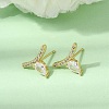Brass Micro Pave Cubic Zirconia Stud Earrings EJEW-G471-14G-01-3