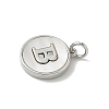 Brass Pave Natural Shell Flat Round with Letter Charms KK-Z115-13P-B-2