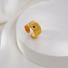 304 Stainless Steel Rhinestone Cuff Open Rings for Women CV9797-1-3