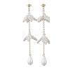 Valentine's Day 304 Stainless Steel & Shell Pearl Dangle Stud Earrings EJEW-TA00808-3