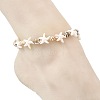Ocean Natural Spiral Shell & Synthetic Turquoise Beaded Anklets AJEW-AN00830-4
