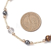 Round Synthetic Non-Magnetic Hematite & Quartz Crystal & Natural Tiger Eye and Glass Twisted Bugle Beaded Necklaces NJEW-JN05726-3