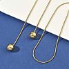 Ion Plating(IP) 304 Stainless Steel Round Snake Chain Lariat Necklaces with 201 Stainless Steel Round Beads NJEW-D269-02G-4