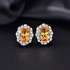 Brass Micro Pave Cubic Zirconia Oval Stud Earrings for Women QP4934-3-1