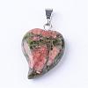 Natural Unakite Pendants with Brass Findings G-R390-08-1