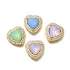 Heart Brass Glass Beads KK-Q043-27G-1