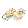 Brass & Transparent Epoxy Resin & Dried Flower Pendants RESI-G133-01G-04-2