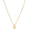 1Pc Stainless Steel Letter Rectangle Pendant Necklaces NJEW-LP0001-34W-G-1